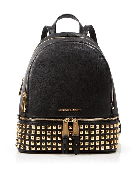 michael kors rhea zip black small studded backpack|Michael Kors rhea backpack.